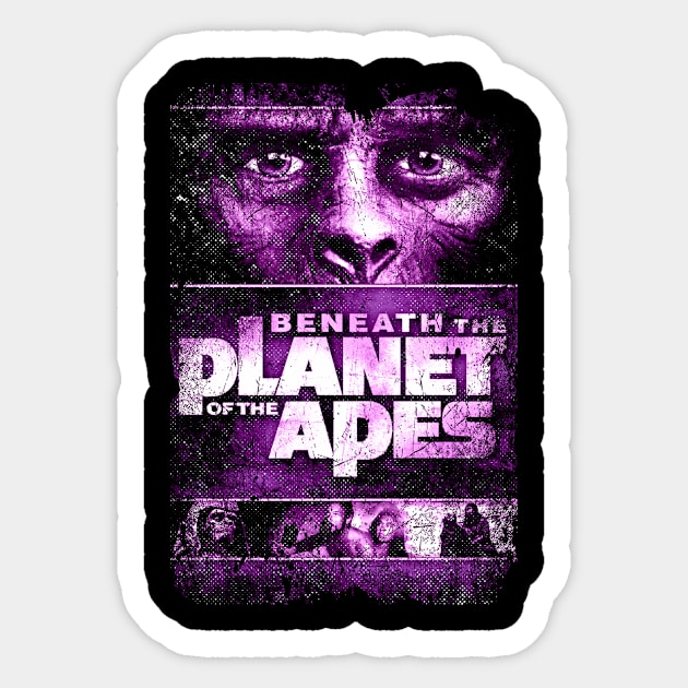 Subterranean Showdown Battle Beneath The Planet Of The Apes Sticker by Skateboarding Flaming Skeleton